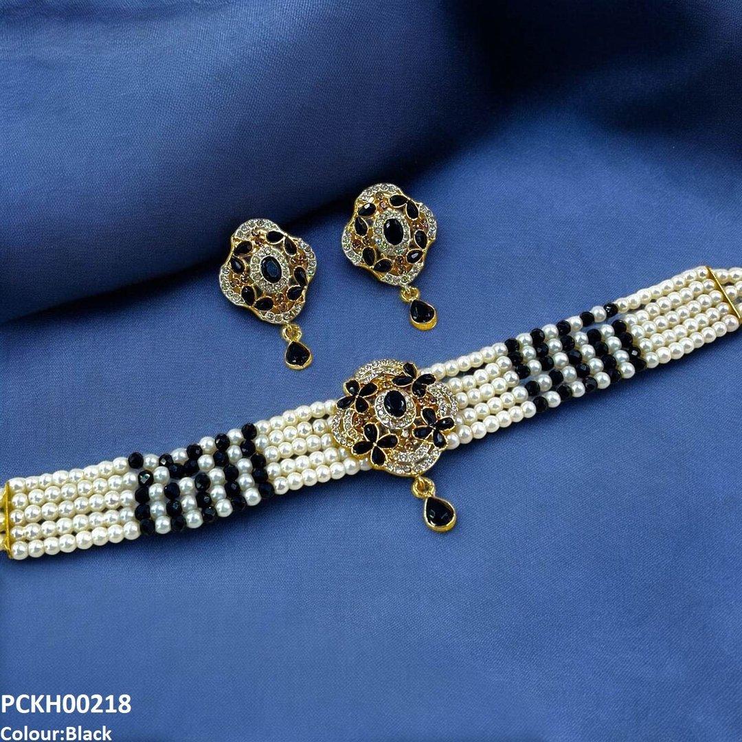 KH00218 SDQ Flower Tear Drop Choker Set - PCKH Wholesale Price
