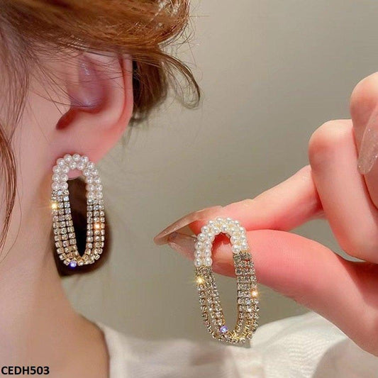 DH503 LSH Pearl Chain Drop Earrings Pair