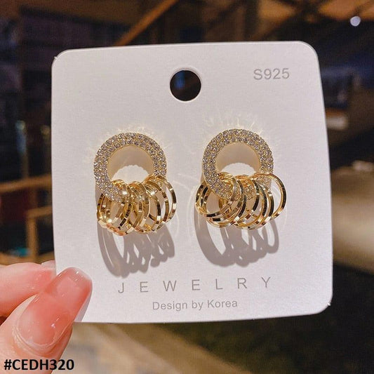 H320 ZHL Circle Ear Drops Earrings Pair