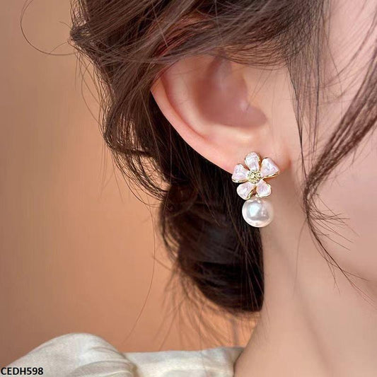 DH598-ZHL CEDH598 ZHL Flower Pearl Drop Earrings