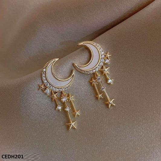 DH201 SIQ Moon Stars Drop Earrings Pair