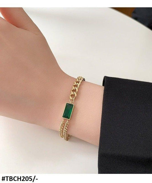 CH205 ZLX Greenish Baguette Hand Bracelet Openable