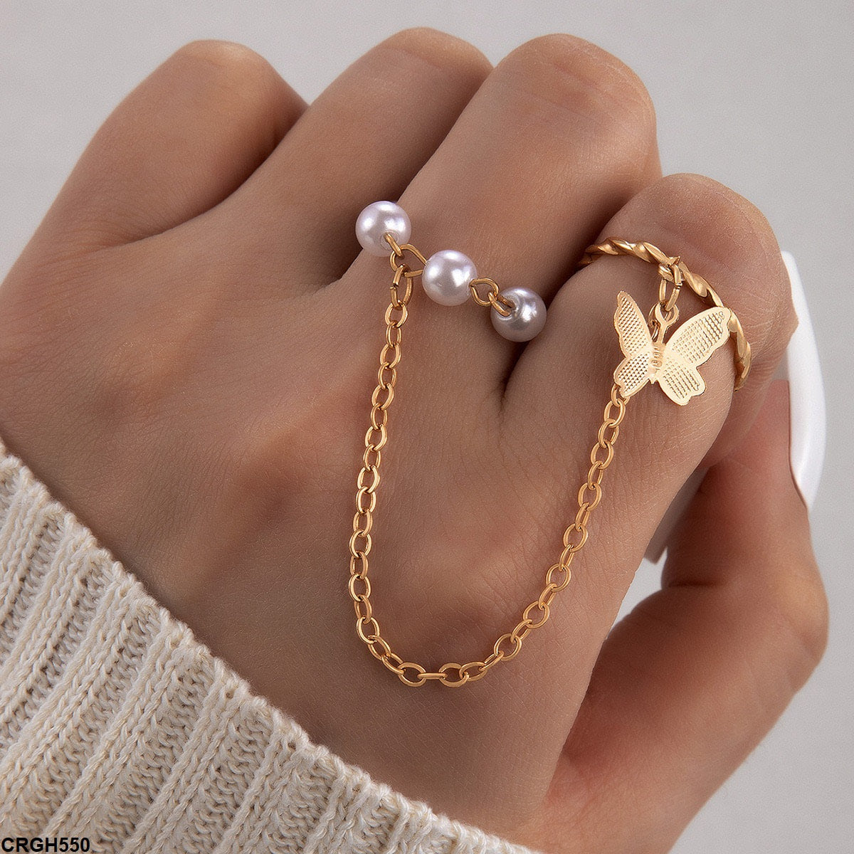 GH550 YYE Butterfly Link Ring Midi Ring