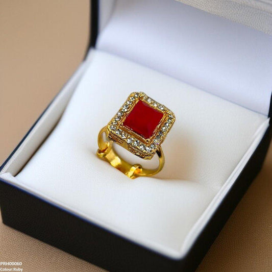 H00060 FRN Square Stone Ring Adjustable - PRH