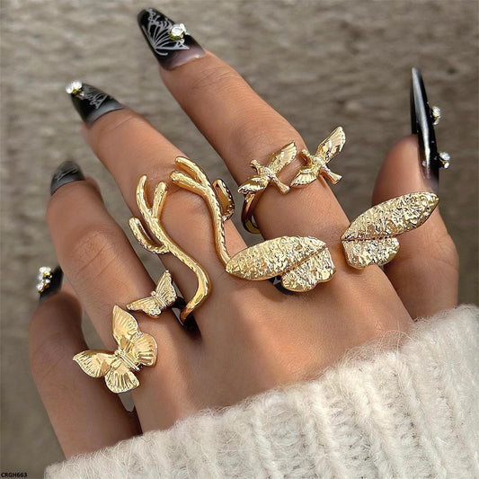 GH663 YYE Butterfly 4 Midi Rings