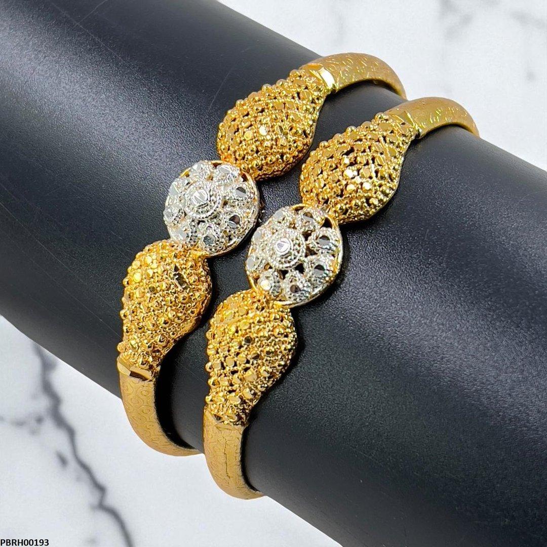RH00193 MZM Round Flower Bangles 2 Pcs Set - PBRH