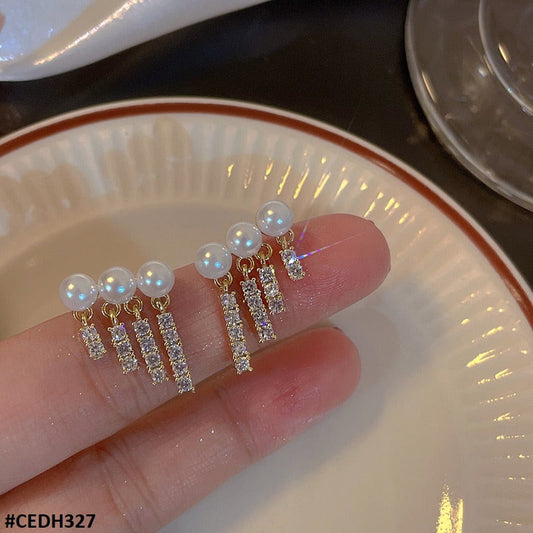 DH327 SDQ Pearl Ear Drops Earrings Pair