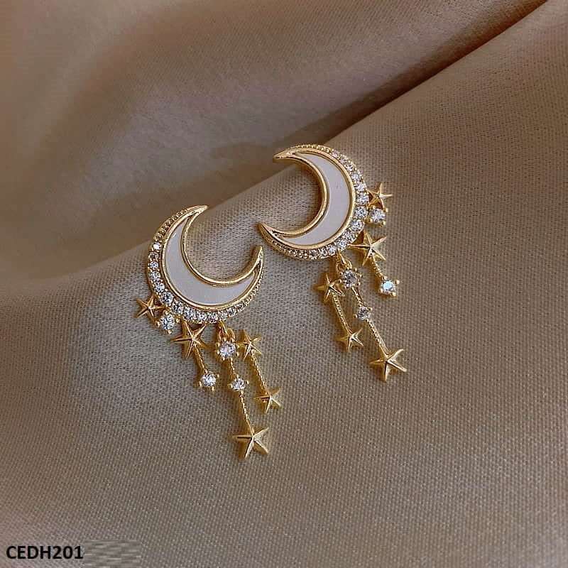 DH201 SIQ Moon Stars Drop Earrings Pair