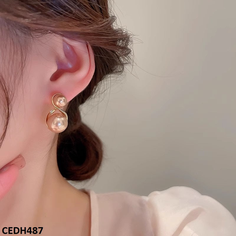 DH487 YYZ Round Pearl Drop Earrings