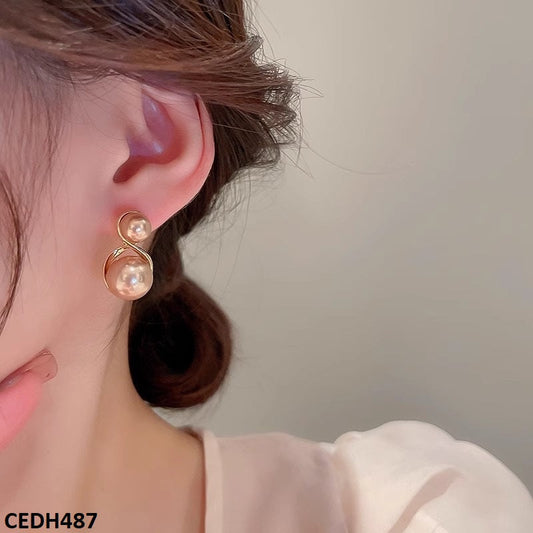 DH487 YYZ Round Pearl Drop Earrings