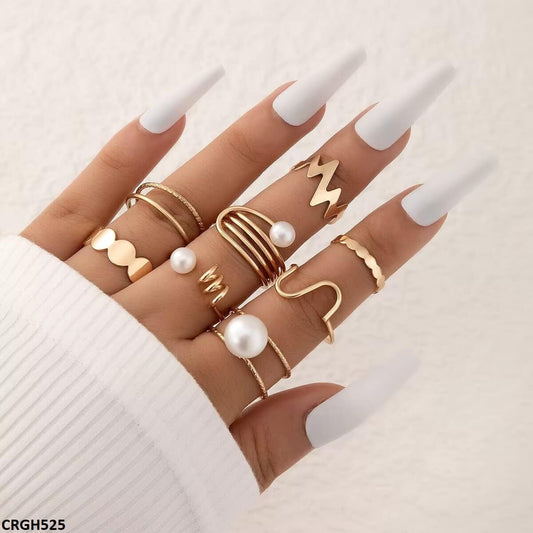 GH525 YYE Pearl/Curved 8 Midi Rings