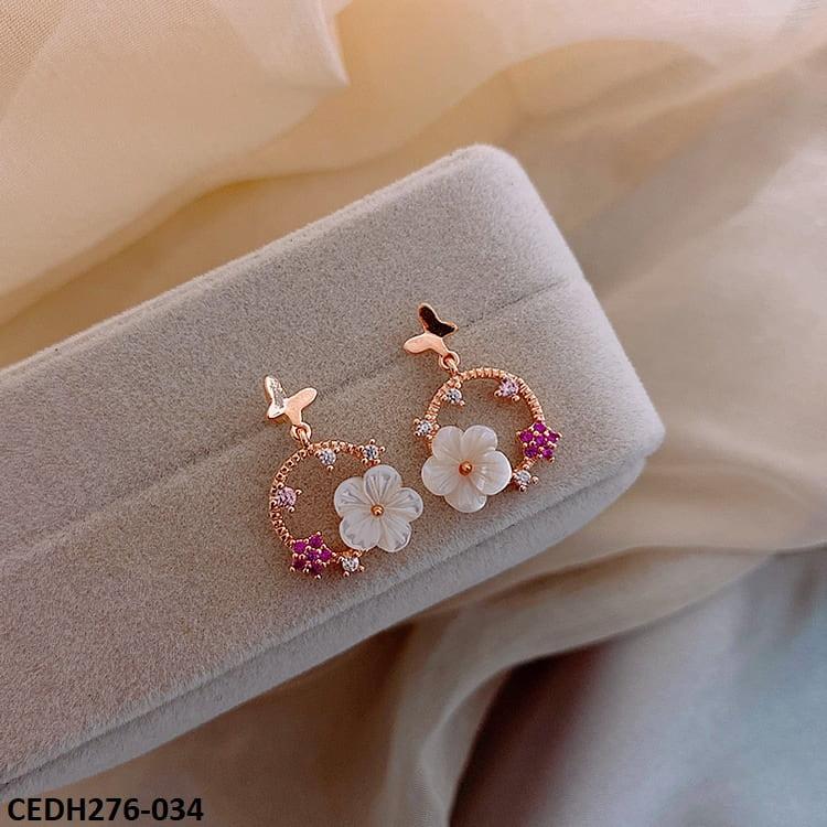 DH276 YYZ Butterfly Flower Drop Earrings Pair