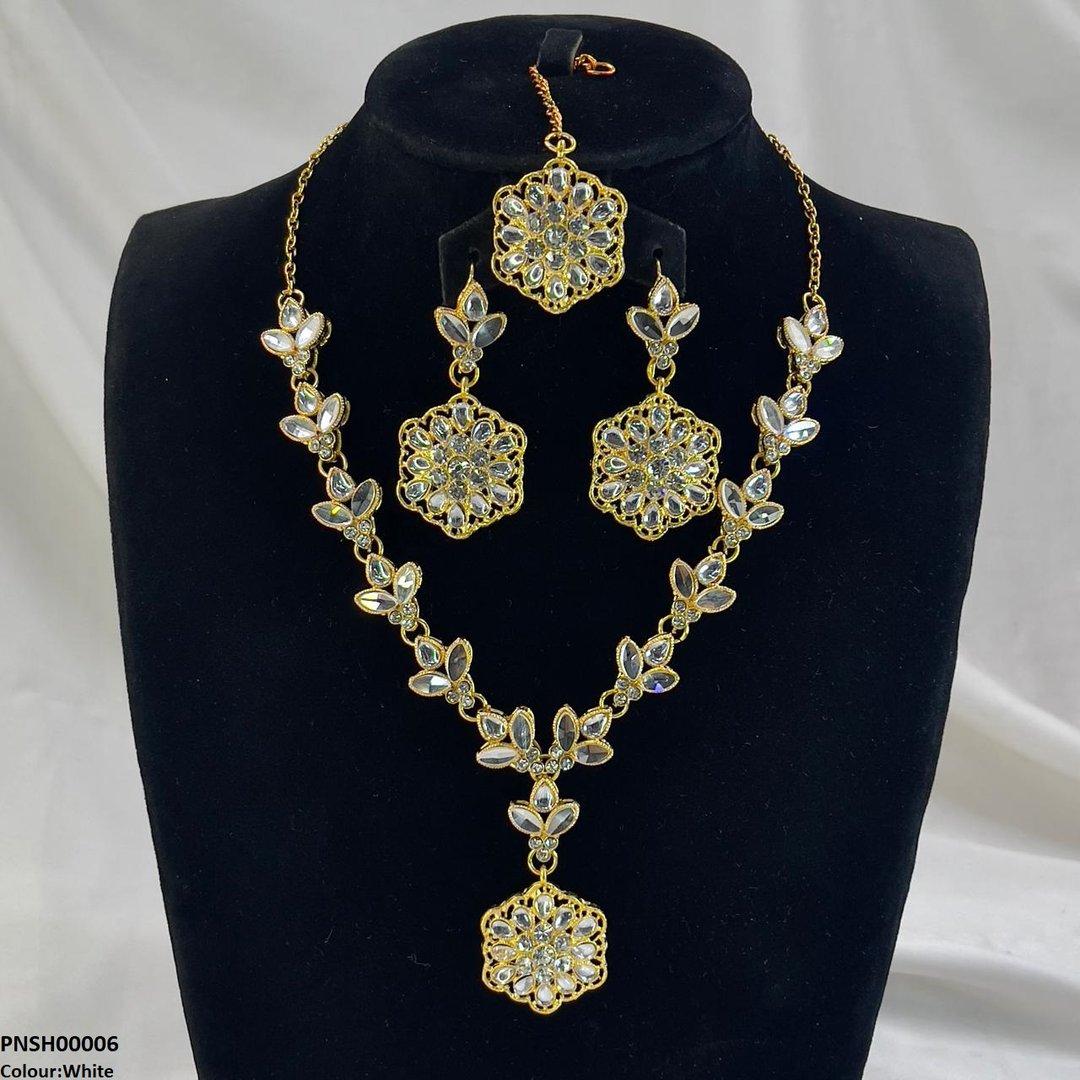 SH00006 FRN Tear/Flower Drop Necklace Set - PNSH