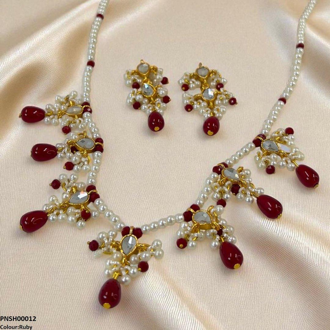 SH00012 SDQ Pearl Drop Necklace Set - PNSH