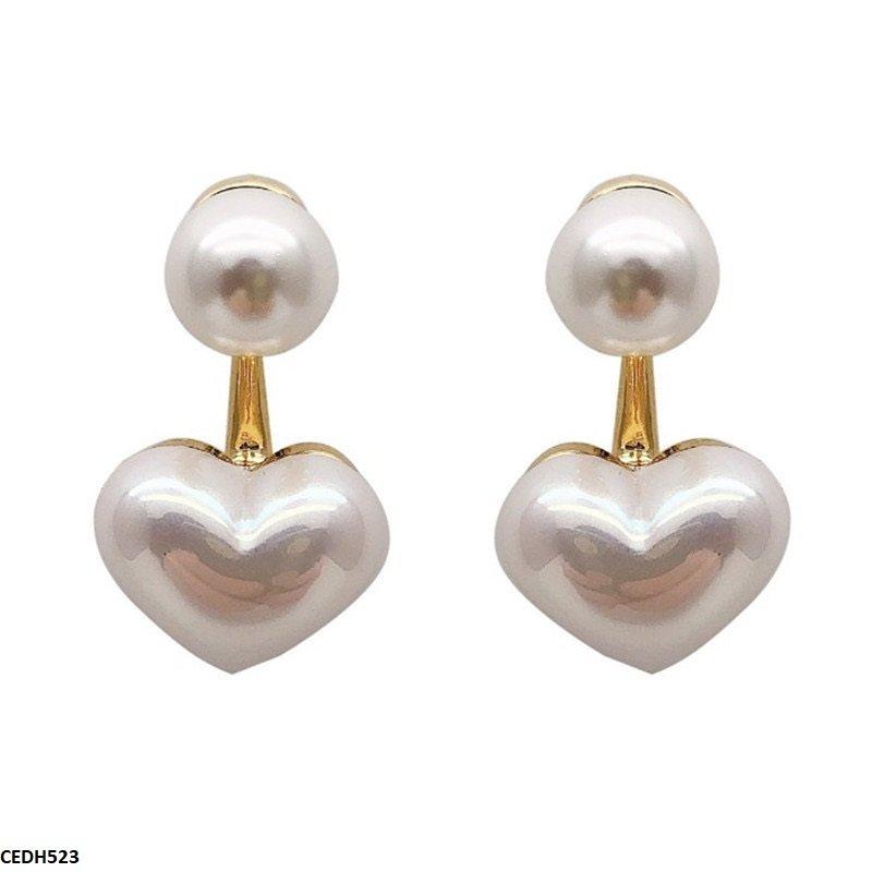 DH523 LSH Pearl/Heart Drop Earrings