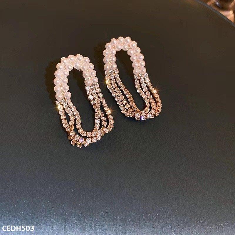 DH503 LSH Pearl Chain Drop Earrings Pair