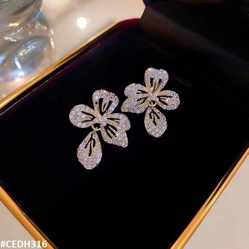 DH316 ZHL Flower Teardrop Earrings Pair
