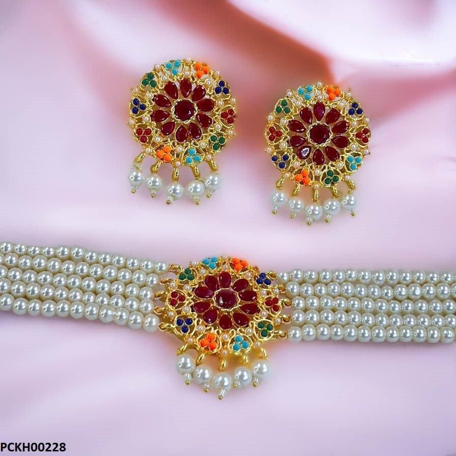 KH00228 MZM Multi Pearl Chokar Set - PCKH