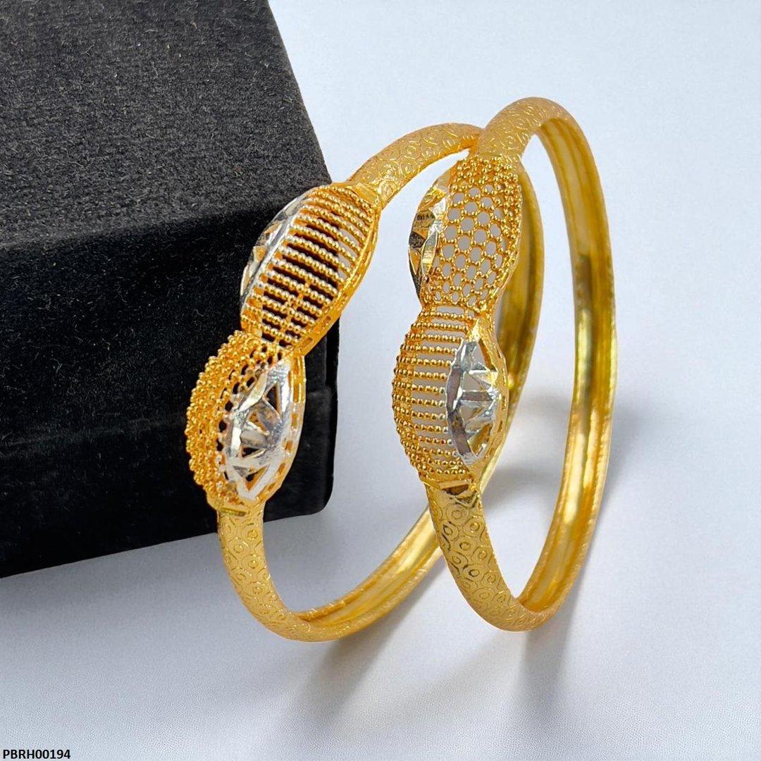 RH00194 MZM Two-Tone Filigree Bangles 2 Pcs Set - PBRH