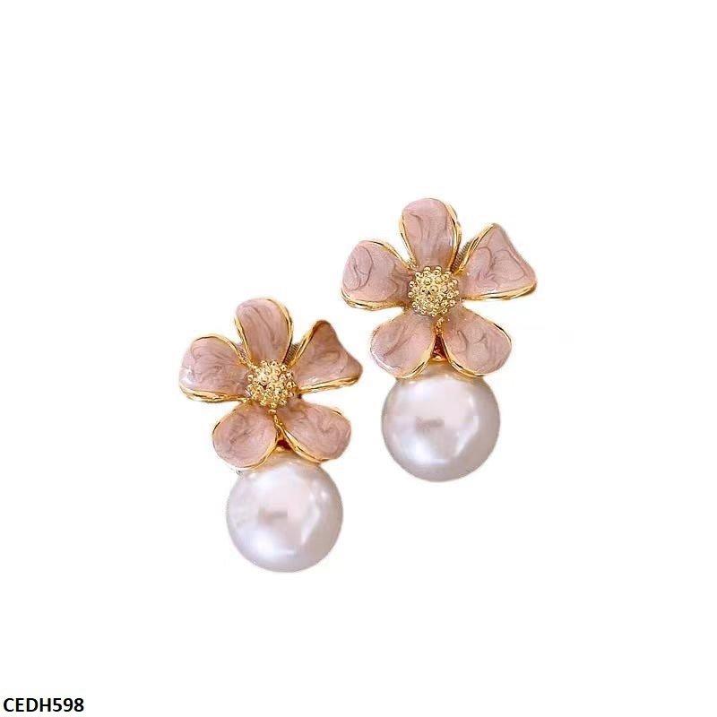DH598-ZHL CEDH598 ZHL Flower Pearl Drop Earrings