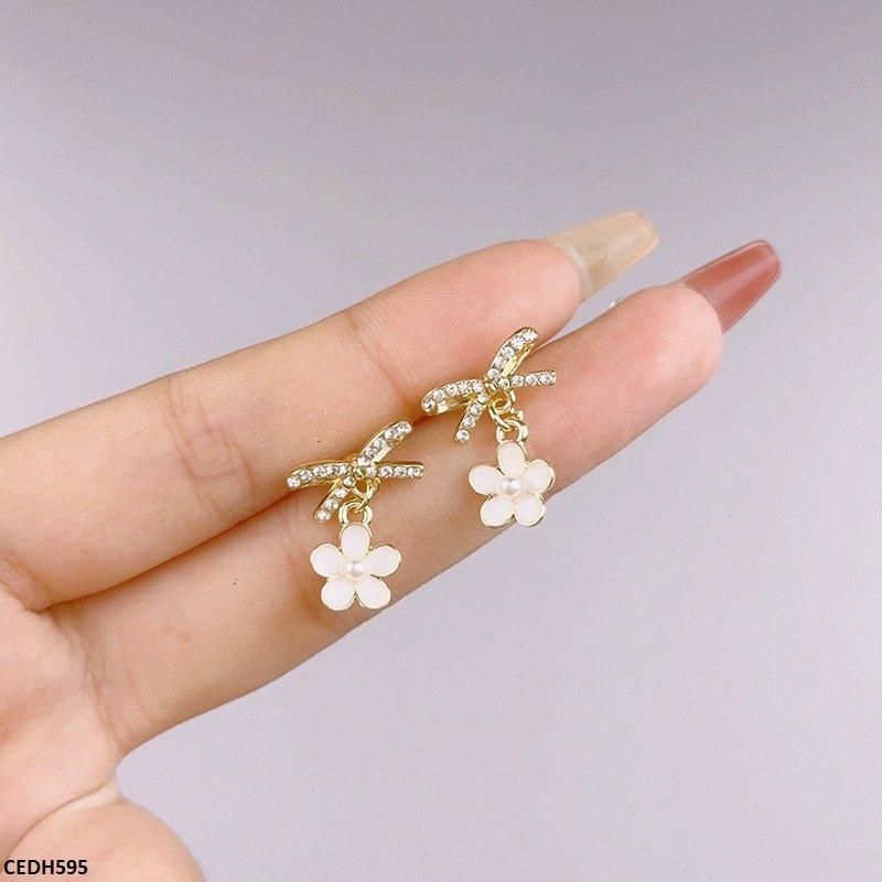 DH595-SIQ CEDH595 SIQ Bow/Flower Drop Earrings