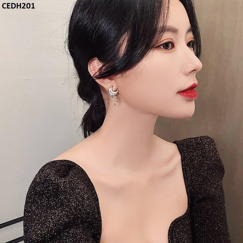 DH201 SIQ Moon Stars Drop Earrings Pair