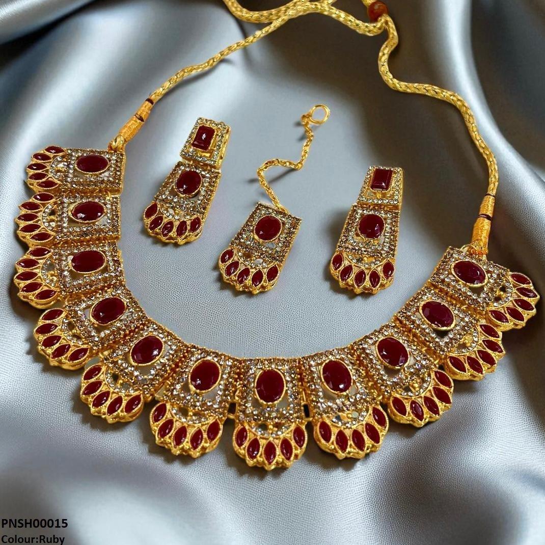 SH00015 FRN Marquise/Oval Necklace Set - PNSH