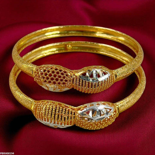 RH00194 MZM Two-Tone Filigree Bangles 2 Pcs Set - PBRH