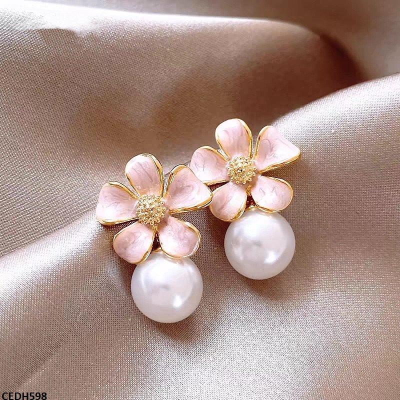 DH598-ZHL CEDH598 ZHL Flower Pearl Drop Earrings
