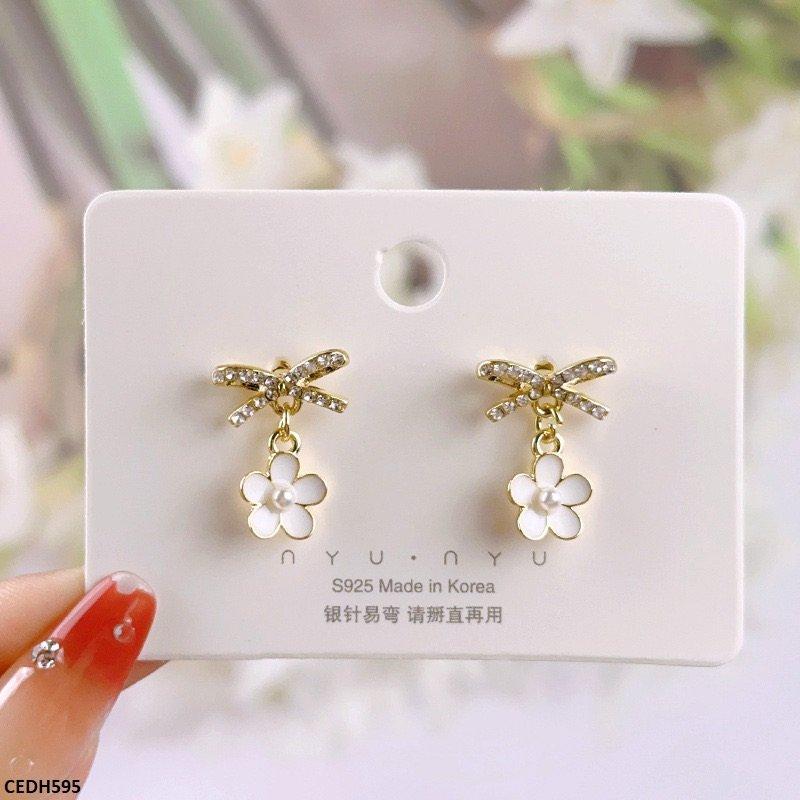 DH595-SIQ CEDH595 SIQ Bow/Flower Drop Earrings