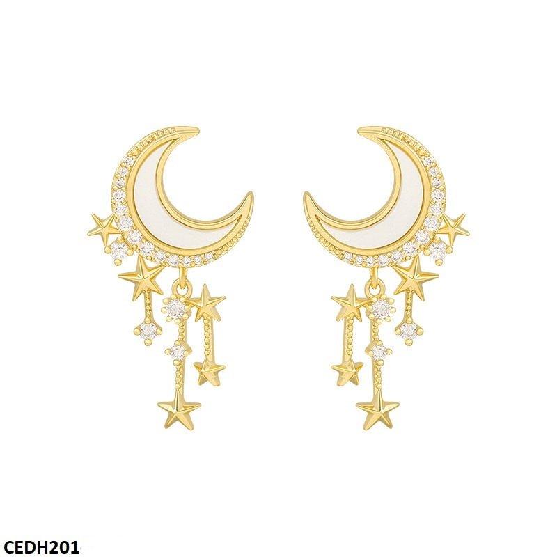 DH201 SIQ Moon Stars Drop Earrings Pair