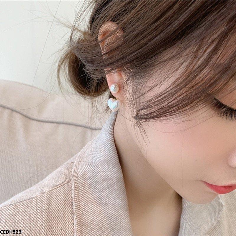 DH523 LSH Pearl/Heart Drop Earrings