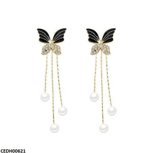 EDH00621 LSH Butterfly/Pearl Drop Earrings - CEDH