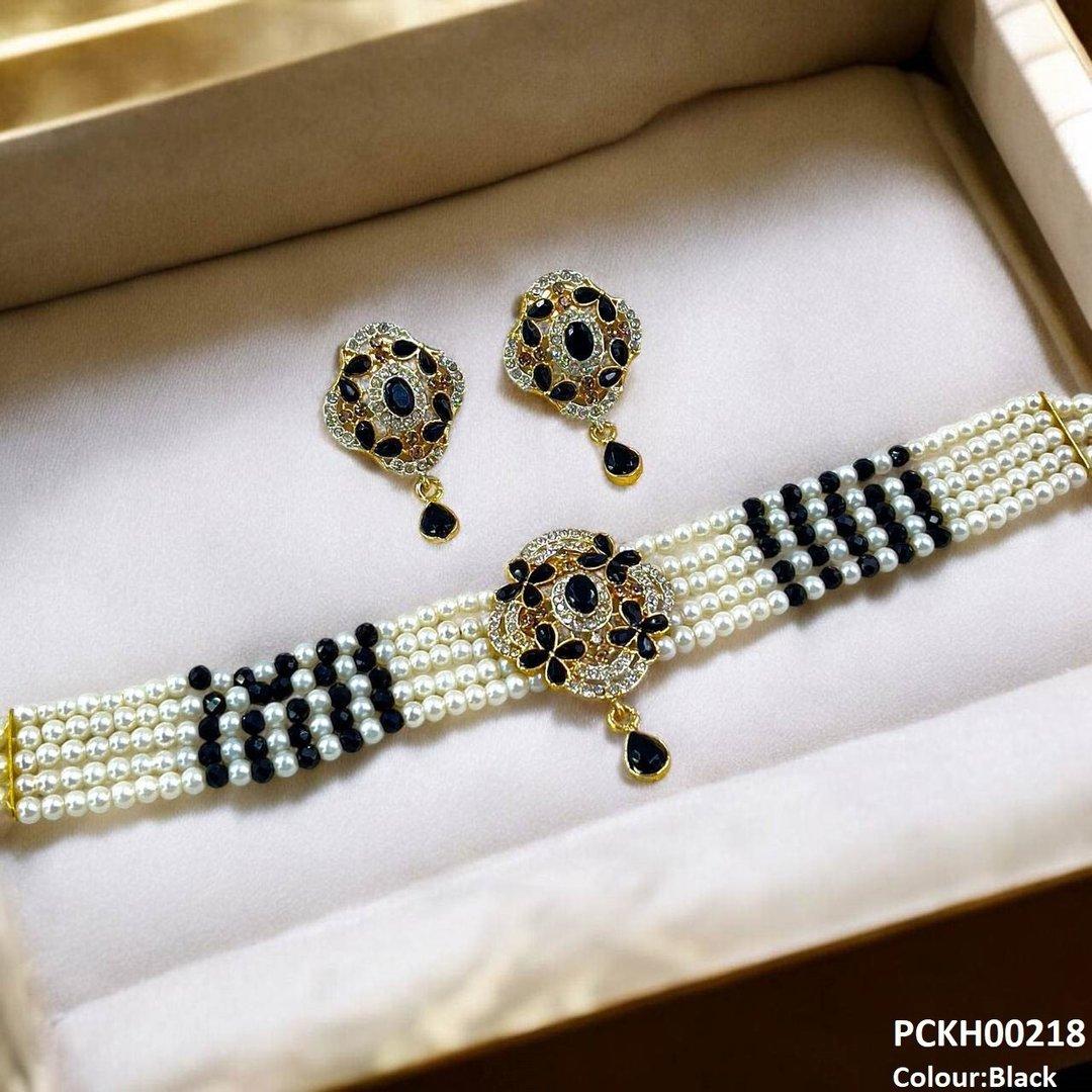KH00218 SDQ Flower Tear Drop Choker Set - PCKH Wholesale Price